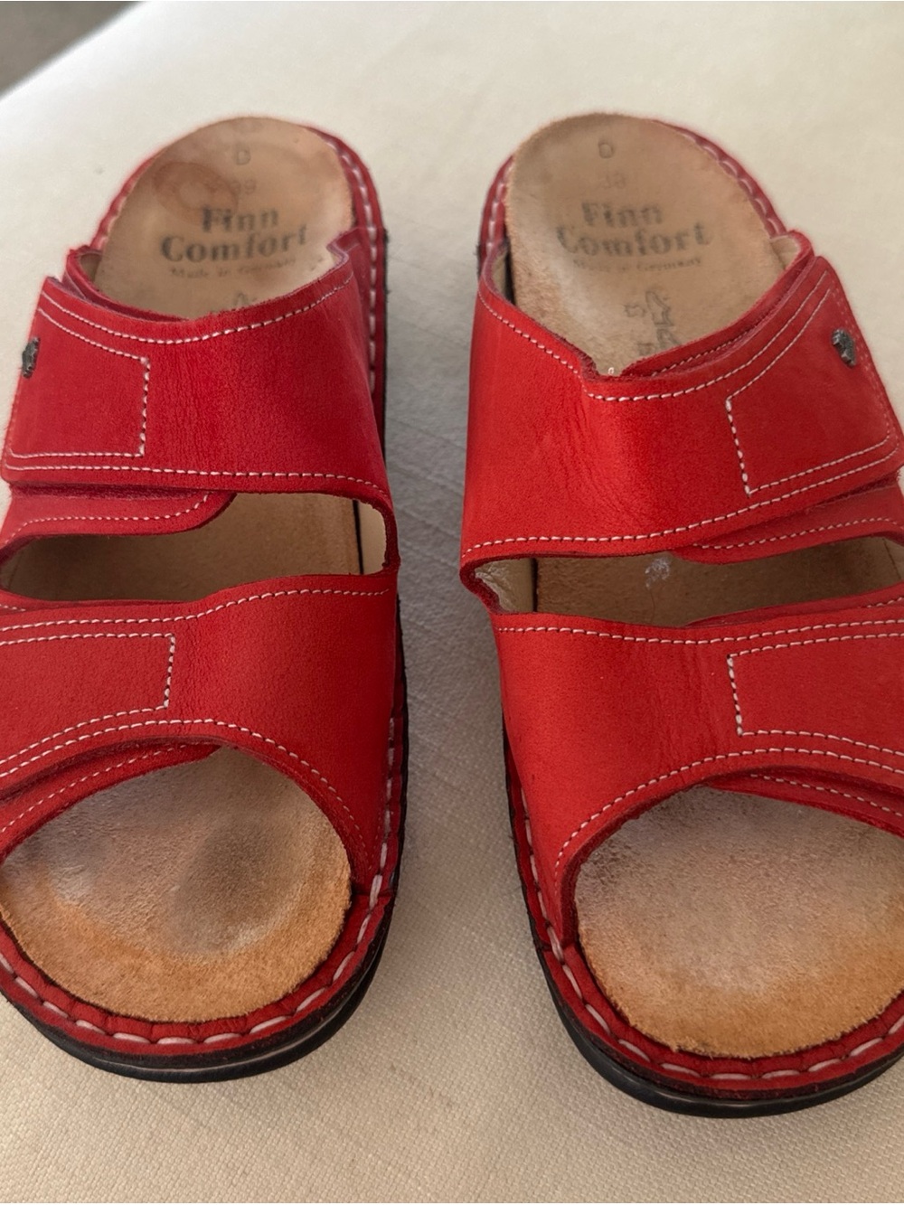 Finn Comfort Women’s EU 39 Red Leather Comfort Sandals D Width Germany 8.5 US - Picture 2 of 9